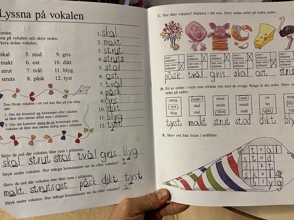 Läxa: Ord – Stavning –&nbsp;Handstil