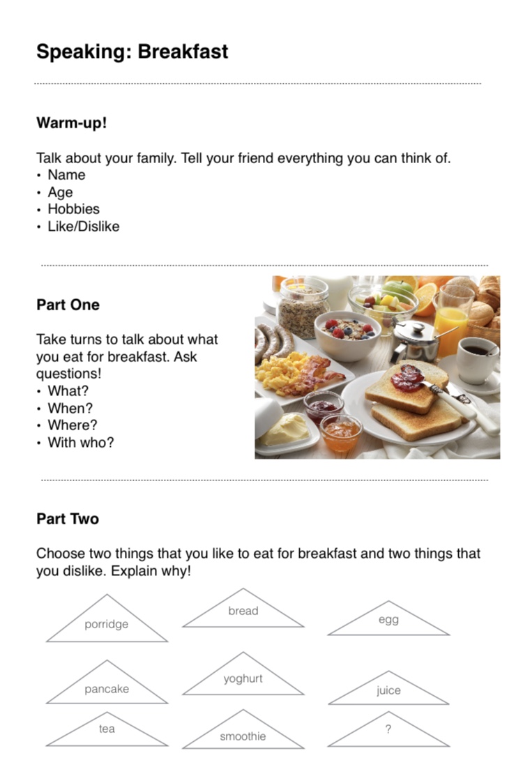 Speaking – Breakfast